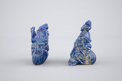 Two Chinese carved Lapis lazuli snuff bottles, 19th C.