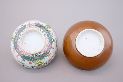 18th C. Chinese porcelain, mostly Kangxi famille verte: 4 plates and 3 bowls