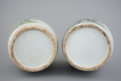 Two tall Chinese famille rose vases, 19th C.