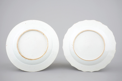 Two very fine Chinese mandarin pattern plates, Qianlong, 18th C.
