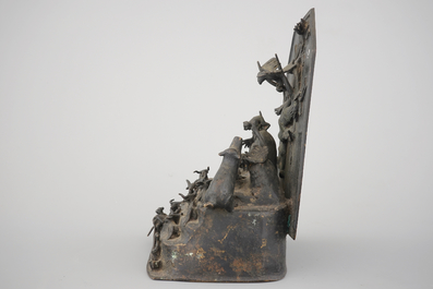 A dark bronze animal subject group, China, Ming Dynasty, 15-16th C.