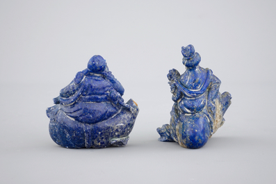 Two Chinese carved Lapis lazuli snuff bottles, 19th C.