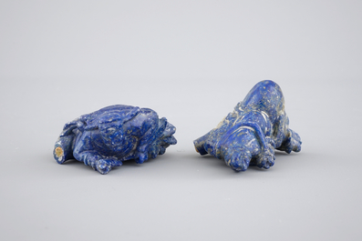 Two Chinese carved Lapis lazuli snuff bottles, 19th C.