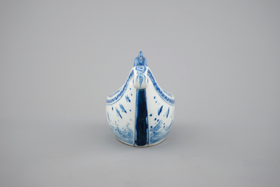 A Japanese Hirado porcelain blue and white chicken-head boat, 19th C.