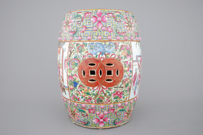 A fine Chinese famille rose porcelain garden seat, 19th C.