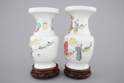 Two Chinese porcelain famille rose vases, probably Yongzheng, 1722-1735