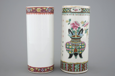 Two Chinese porcelain hat stands, 19/20th C.
