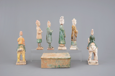 A collection of Chinese pottery funerary figures incl. horseriders, Ming Dynasty