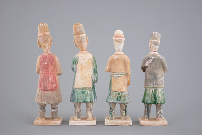 A lot of 4 Chinese pottery funerary figures, Ming Dynasty