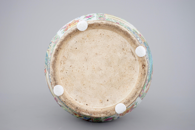 A large Chinese Canton famille rose vase with court scenes, Daoguang, 19th C.