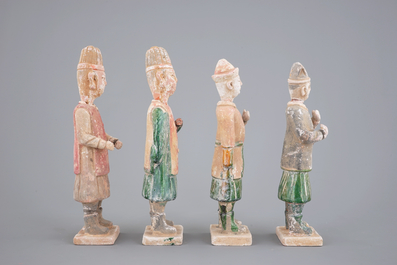 A lot of 4 Chinese pottery funerary figures, Ming Dynasty