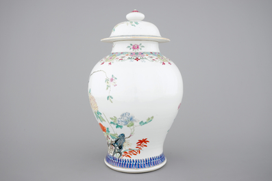 A fine Chinese famille rose vase and cover, 19th C.