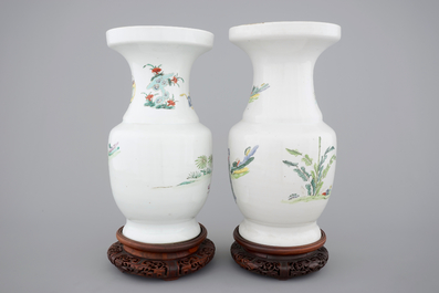 Two Chinese porcelain famille rose vases, probably Yongzheng, 1722-1735