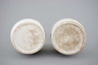 Two Chinese porcelain famille rose vases, probably Yongzheng, 1722-1735