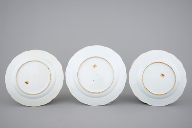 Three Chinese famille rose export porcelain dishes, Qianlong, 18th C.
