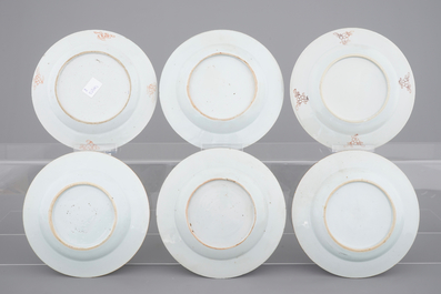 3 pairs of fine Chinese famille rose plates, Yongzheng-Qianlong, 18th C.