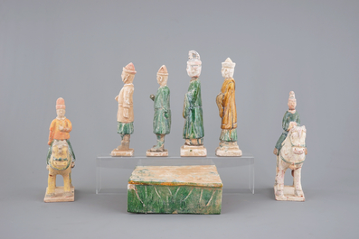 A collection of Chinese pottery funerary figures incl. horseriders, Ming Dynasty