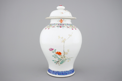 A fine Chinese famille rose vase and cover, 19th C.