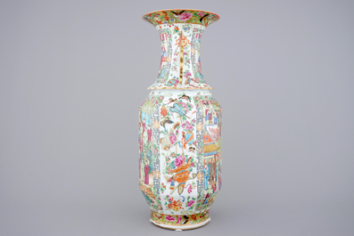 A large Chinese Canton famille rose vase with court scenes, Daoguang, 19th C.