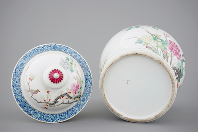 A fine Chinese famille rose vase and cover, 19th C.
