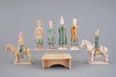 A collection of Chinese pottery funerary figures incl. horseriders, Ming Dynasty