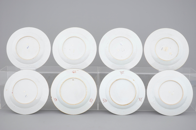 A set of eight Chinese famille rose plates, Qianlong, 18th C.