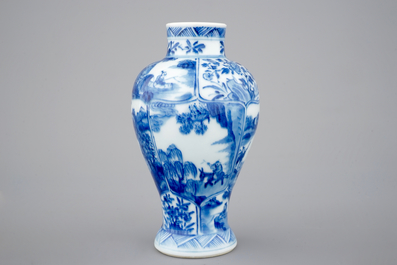 A blue and white jug with cover and a small vase, Kangxi, ca. 1700