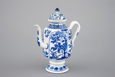 A blue and white jug with cover and a small vase, Kangxi, ca. 1700