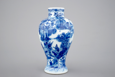 A blue and white jug with cover and a small vase, Kangxi, ca. 1700
