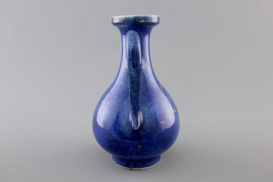 A Chinese blue poudre gold-painted jug, Kangxi, ca. 1700