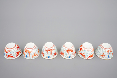 Six Japanese Kakiemon porcelain cups, 18th C.