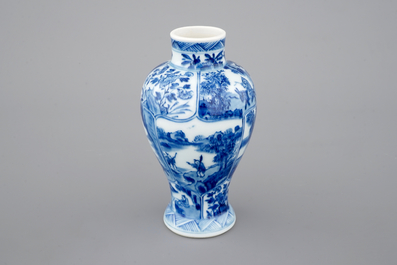 A blue and white jug with cover and a small vase, Kangxi, ca. 1700