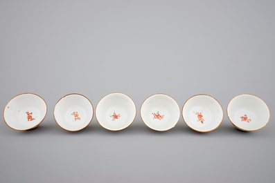 Six Japanese Kakiemon porcelain cups, 18th C.