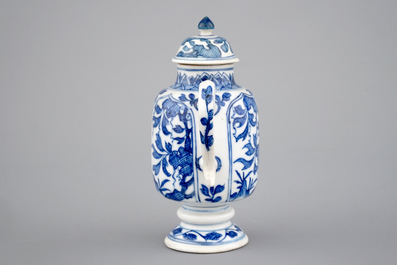 A blue and white jug with cover and a small vase, Kangxi, ca. 1700