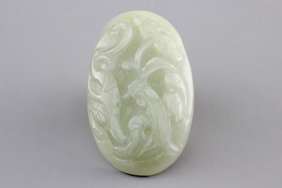 A set of 4 pale celadon jade carvings, 19/20th C.