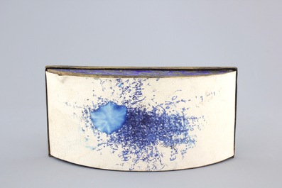 An enameled bronze and inset jade writing set, 19th C.