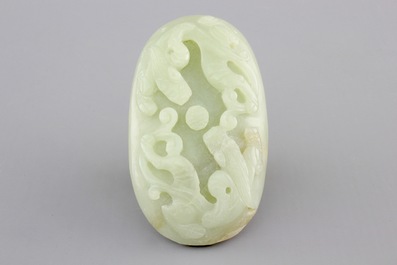 A set of 4 pale celadon jade carvings, 19/20th C.