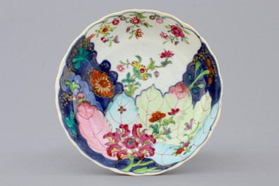 A Chinese export porcelain "Tobacco leaf" cup and saucer, ca. 1770
