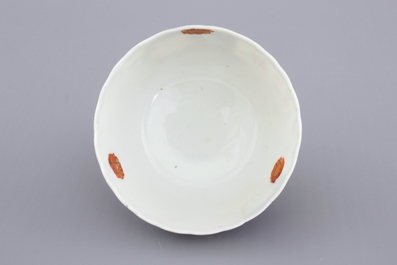 A Chinese export porcelain "Tobacco leaf" cup and saucer, ca. 1770