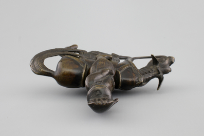 A Chinese bronze figure of a sage on a donkey, 18/19th C