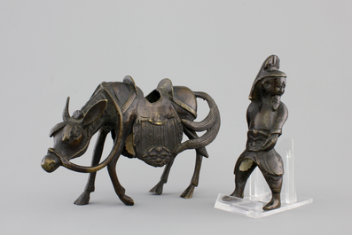 A Chinese bronze figure of a sage on a donkey, 18/19th C