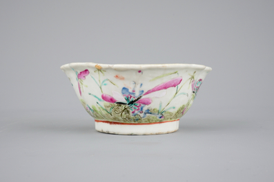 Five Chinese famille rose porcelain bowls, 19th C.