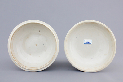 A round Chinese Dehua blanc de Chine box and cover, Kangxi, ca. 1700