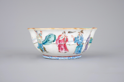 Five Chinese famille rose porcelain bowls, 19th C.