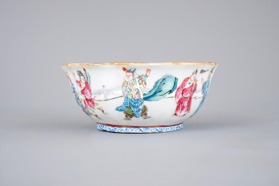 Five Chinese famille rose porcelain bowls, 19th C.