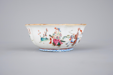 Five Chinese famille rose porcelain bowls, 19th C.