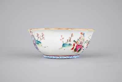 Five Chinese famille rose porcelain bowls, 19th C.