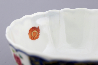 A Chinese export porcelain "Tobacco leaf" cup and saucer, ca. 1770