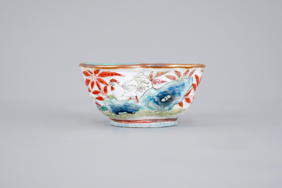 Five Chinese famille rose porcelain bowls, 19th C.