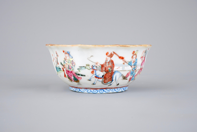 Five Chinese famille rose porcelain bowls, 19th C.